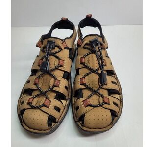 Minnetonka, Women's Sandals "Portland" Size 7 Leather, Tan, Sport Fisherman NIB